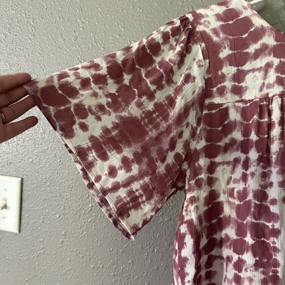 Womens Gypsies & Moondust Tie-dye Top Blouse Boho Shirt Size L Pink & White NWT - Picture 6 of 10